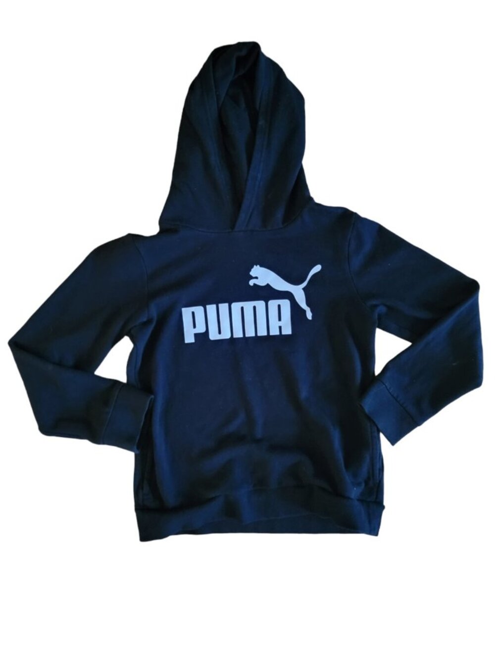 Puma Boys Pullover Hoodie Sweatshirt Size Medium 10-12 Black White Big Logo